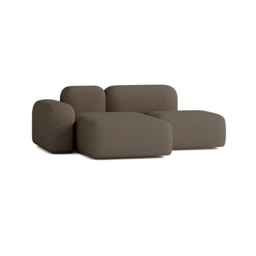 Canapé D'angle Modulable 2 Places Tissu Marron