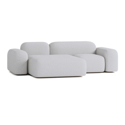 Canapé D'angle Modulable 3 Places Tissu Gris Clair