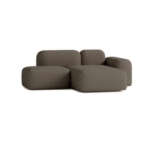 Canapé D'angle Modulable 2 Places Tissu Marron