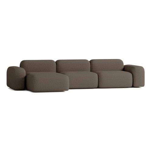 Canapé D'angle 5 Places En Tissu Marron