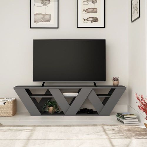 Meuble Tv 2 Tablettes Gris Anthracite - L158 Cm