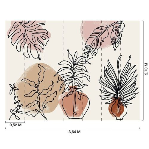 Papier peint plante et terre cuite 364x270 cm