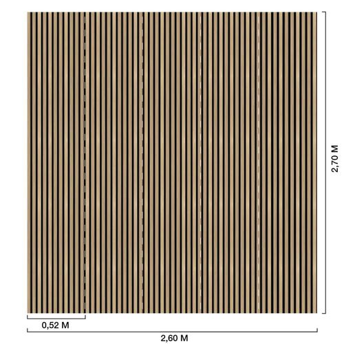 Papier peint liteau chêne clair 260x270 cm