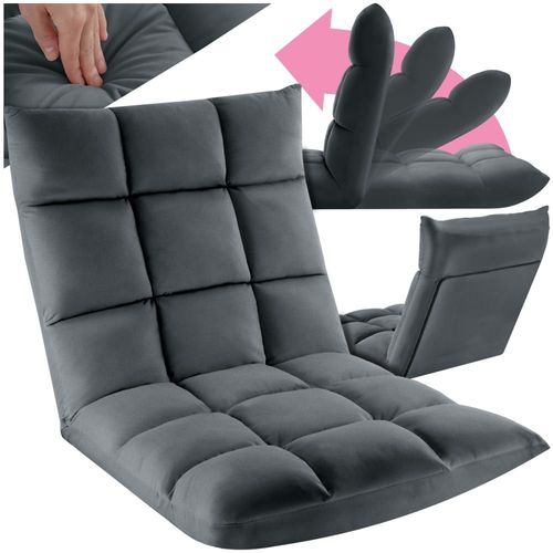 Fauteuil Relax 2 En 1 En Velours Réglable En 14 Positions Gris