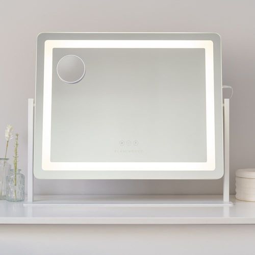 Miroir Lumineux Bande LED Réglable Métal 58x54x12cm Blanc