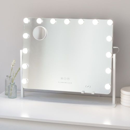 Miroir Lumineux 15 LED Réglable Métal 58x53,5x12cm Blanc