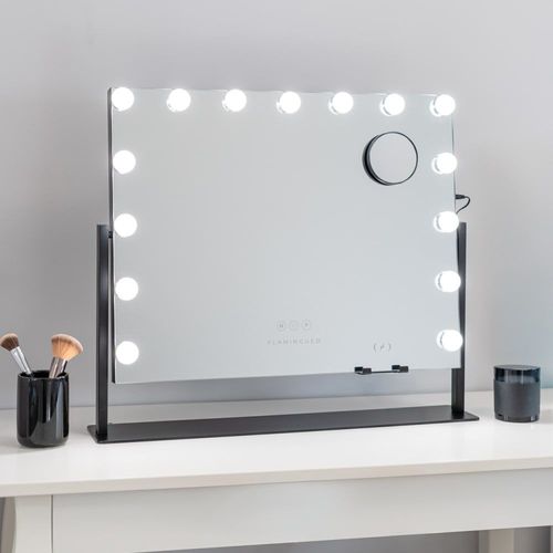 Miroir Lumineux 15 LED Réglable Métal 64x54,5x12cm Noir
