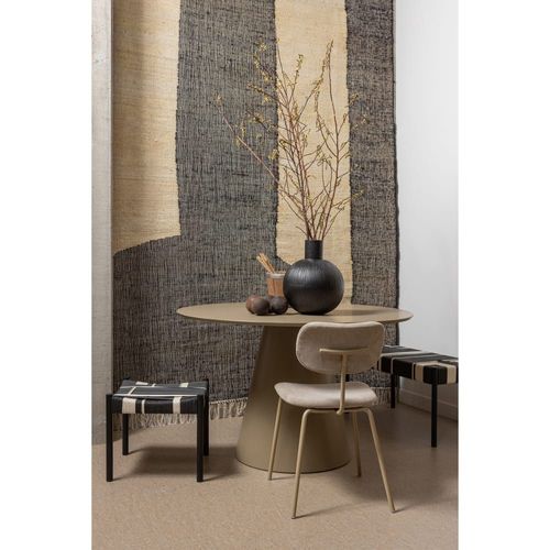 Tabouret En Bois Manguier Et Corde Noir/Blanc