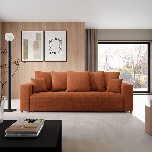 Canapé Droit Convertible 3 Places En Tissu Terra