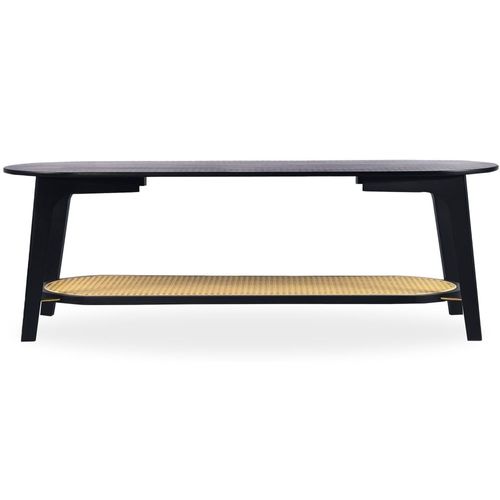 Table Basse Moderne En Cannage Et Bambou Noir