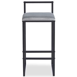 Tabouret De Bar En Métal Noir Et Velours Gris