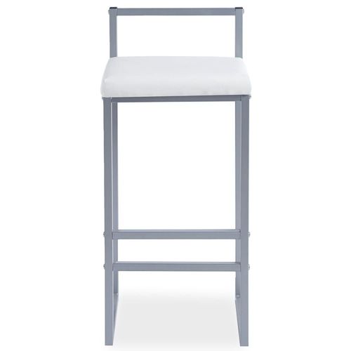 Tabouret De Bar En Métal Argent Et Velours Blanc