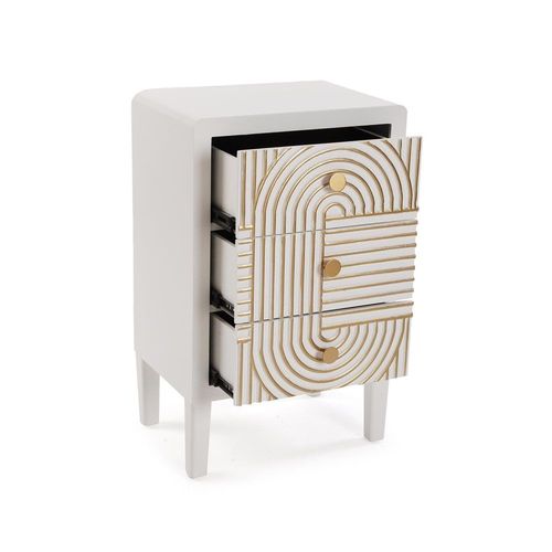 Table De Nuit Avec 3 Tiroirs En Aggloméré Blanc