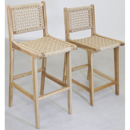 Tabouret De Bar En Teck Naturel Baia (Lot De 2) Hauteur 110 Cm