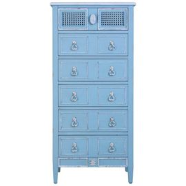 Commode En Bois Laqué Bleu 56x36x119h Cm