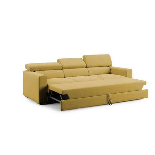 Canapé À 3 Assises En Tissu Imperméable 240 Cm Jaune