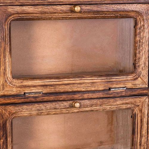 Table De Chevet En Bois 2 Portes Vitrées Et 1 Tiroir 27.5x15x40cm