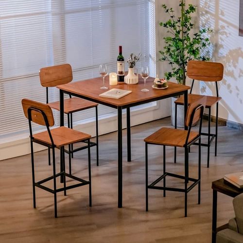 Table De Salle À Manger Avec 4 Chaises À Armature Métallique