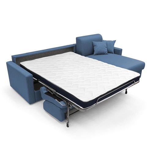 Canapé D'angle En Tissu Imperméable 268 Cm Gauche Bleu