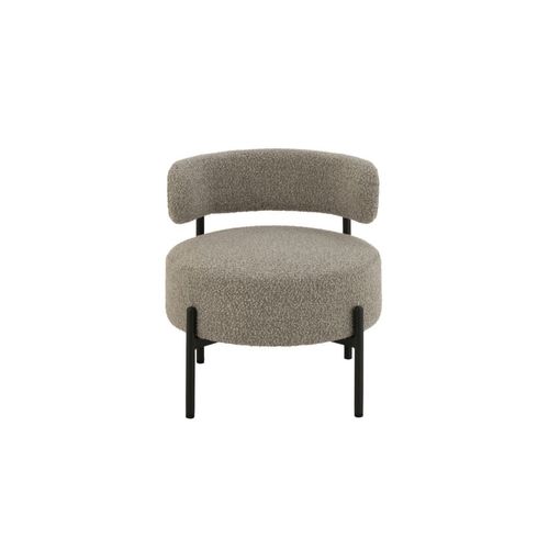 Fauteuil Lounge En Métal Noir Et Bouclette Gris