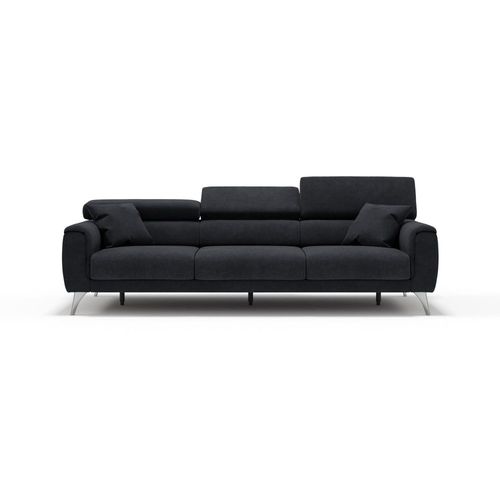 Canapé 3 Assises Extensibles En Tissu Imperméable 244 Cm Noir