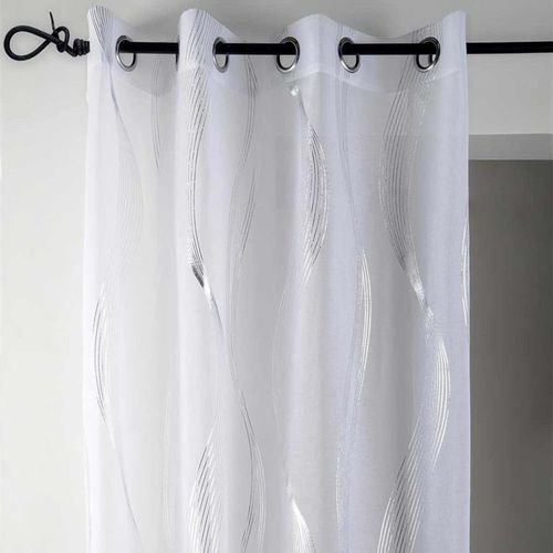Voilage Blanc Avec Motif Argenté En Polyester 240 X 135 Cm