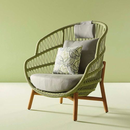 Fauteuil ?uf À Poser Vert En Teck L80 X P94 X H54 Cm