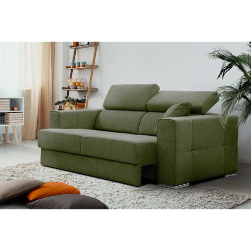Canapé 3 Places Avec Siège Extensible, Tissu Olive