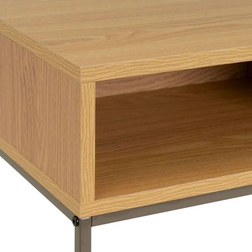 Console D'entrée Effet Bois Et Métal Gris À 2 Casiers 80x30x75cm