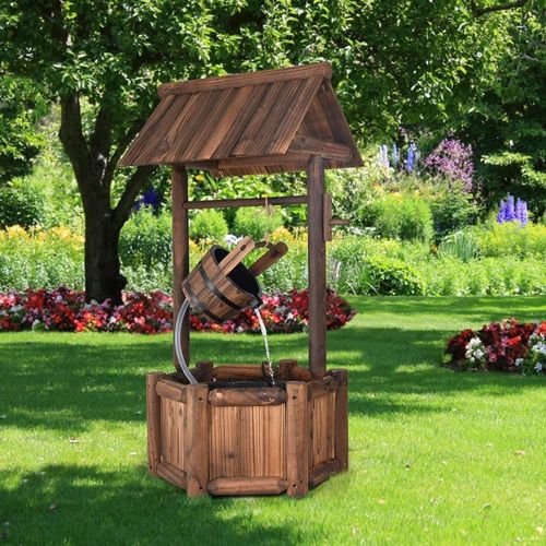 Fontaine De Jardin Décorative En Sapin Brun 58,5 X 51 X 117 Cm