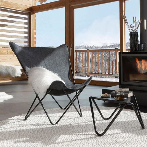 Fauteuil Papillon Grande Largeur En Polyester Gris L83xl91xh87