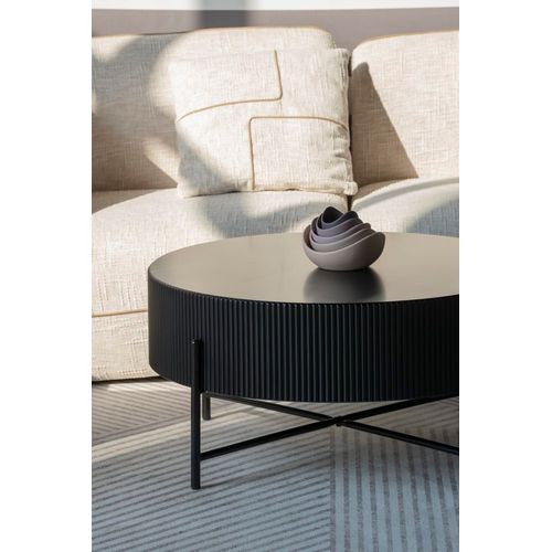 Table Basse Ronde Style Scandinave Noir