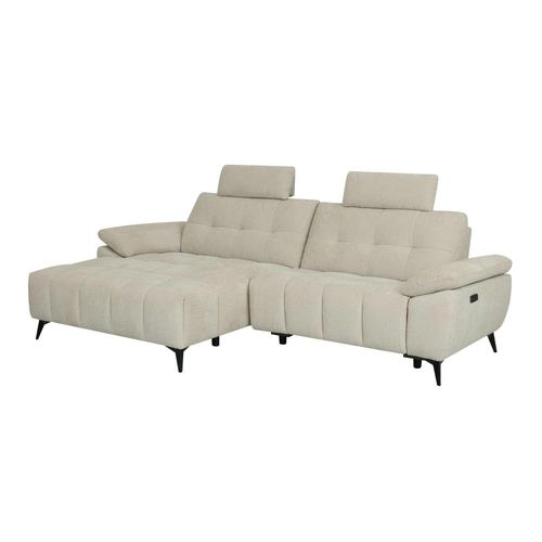 Canapé D'angle 3 Places En Tissu Beige