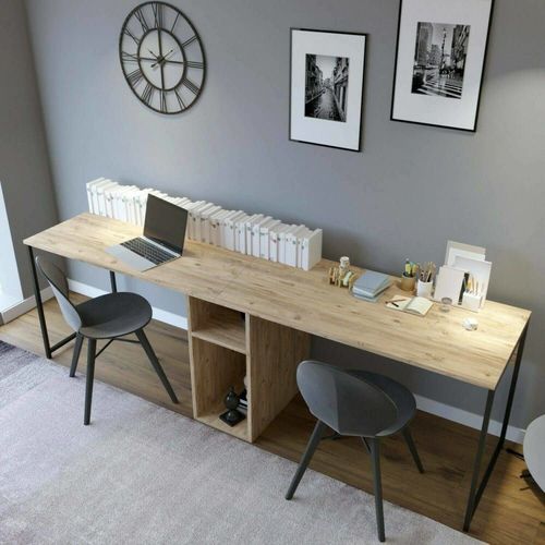 Bureau Effet Bois Chêne 240x60h74 Cm