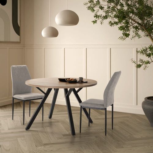 Table Ronde Avec Pieds En Métal Noir L120 Cm