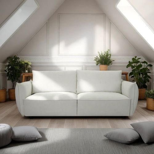 Canapé 3 Places En Tissu Beige