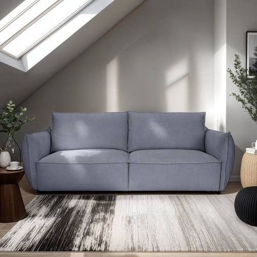 Canapé 3 Places En Tissu Gris