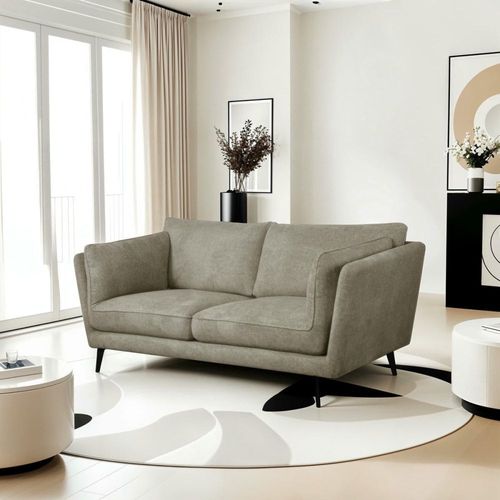 Canapé 2 Places En Tissu Beige