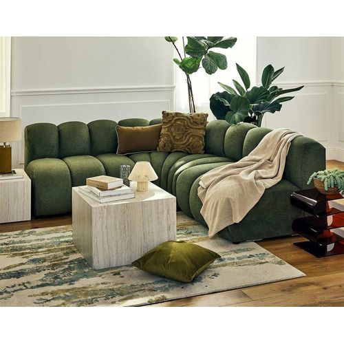 Canapé Modulable 4 Places Angle Réversible En Tissu Texturé Vert