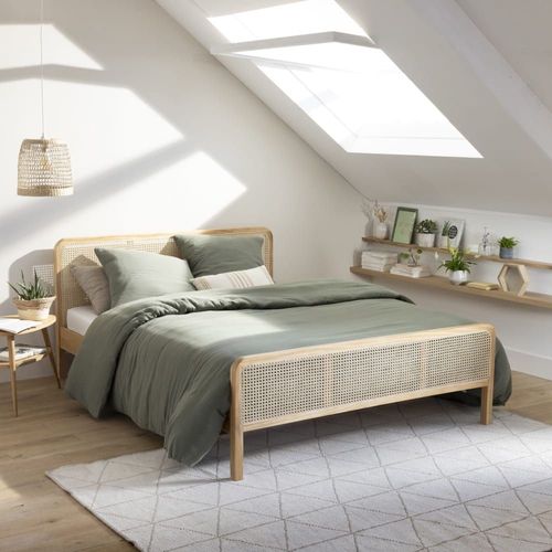 Lit En Pin Massif Naturel Avec Cannage 160x200