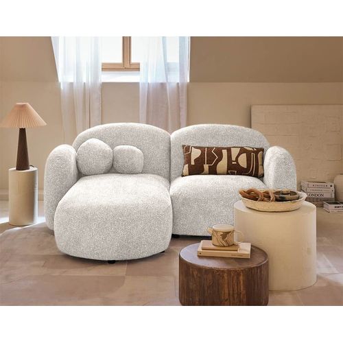 Canapé D'angle Gauche 3 Places En Tissu Moucheté Beige