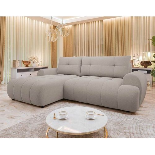 Canapé D'angle Gauche Convertible 4 Places En Tissu Texturé Marron