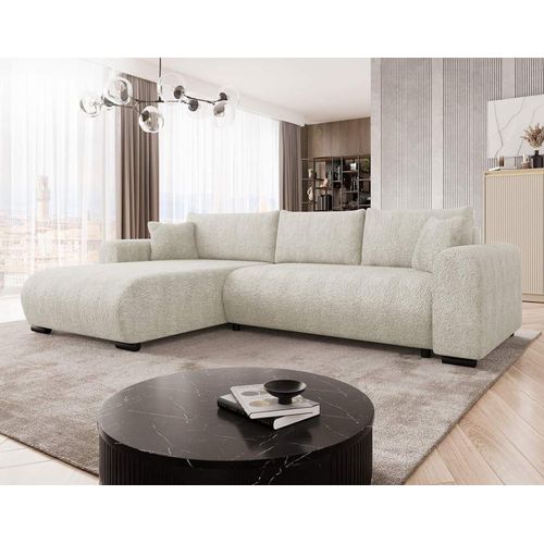 Canapé D'angle Réversible Convertible 4 Places En Tissu Bouclette