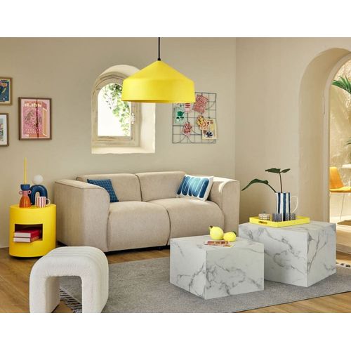 Canapé Modulable 2 Places En Tissu Texturé Beige