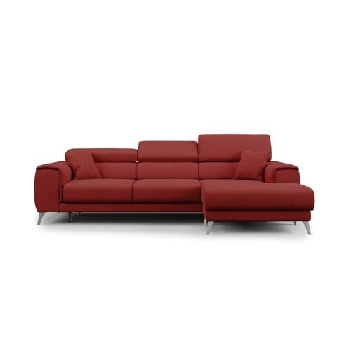 Canapé D'angle 260 Cm Droit Rouge