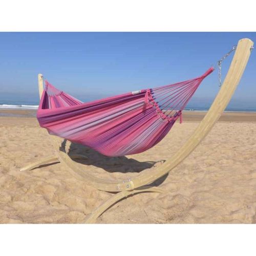 Hamac Xl En Coton Rose Et Pied En Bois D'épicéa