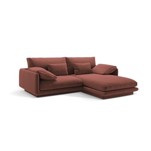 Canapé D'angle Droit 3 Places En Velours Cuir