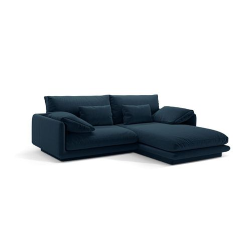 Canapé D'angle Droit 3 Places En Tissu Structurel Bleu Marine
