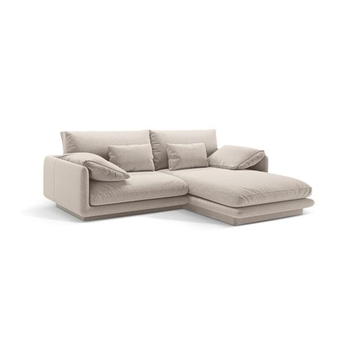 Canapé D'angle Droit 3 Places En Tissu Structurel Beige Clair