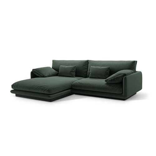 Canapé D'angle Gauche 4 Places En Tissu Structurel Vert Mousse